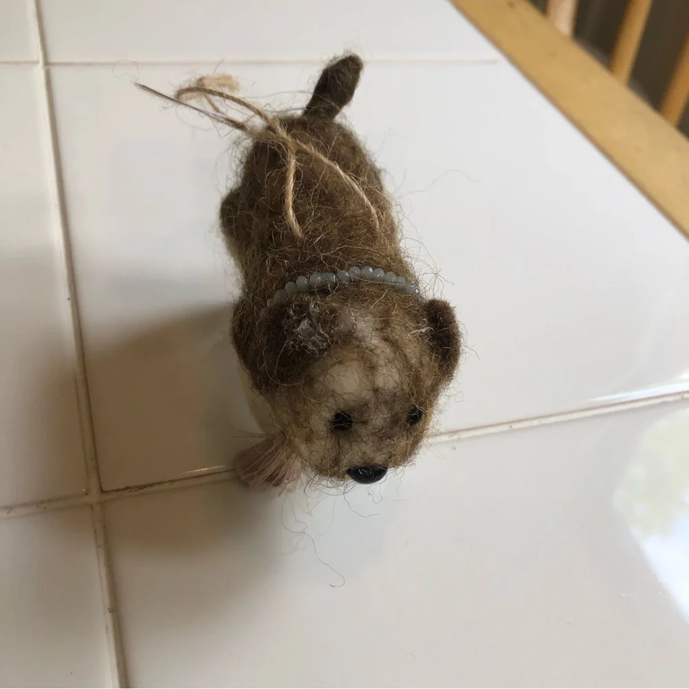 NWT Dog ornament yoga pose, Felted wool handmade Christmas holiday decor - Picture 2 of 4